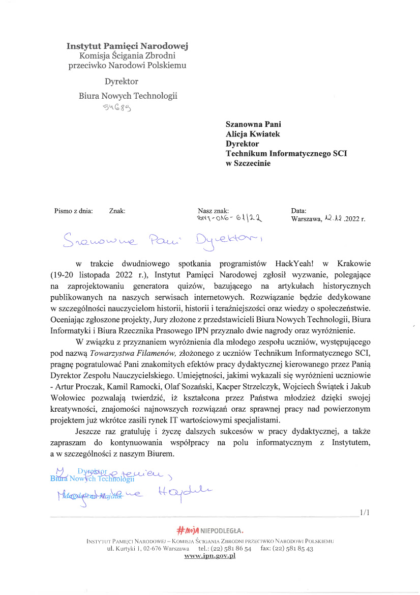 Hack Yeah! Podziekowanie